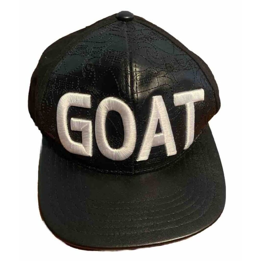 Rare Goat Embroidered Ball Cap Snapback Greatest Of All Time Faux Leather Supply